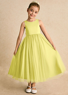 Azazie Solia Abiti da Ragazza di Fiori Abito Principessa in Tulle Fiocco Canarino image5