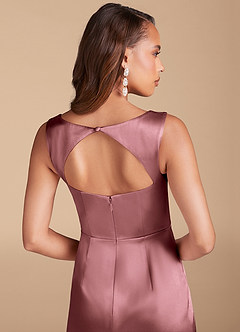 Azazie Flori Bridesmaid Dresses Vintage Mauve Sheath Side Slit Metallic Satin Dress image6