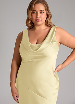 Azazie Rylina Bridesmaid Dresses Lemon Sorbet Mermaid Stretch Satin Dress image11