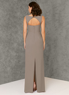 Azazie Flori Brautjungfernkleider Etui Rechteckiger Ausschnitt Chiffon Kleid Taupe image2