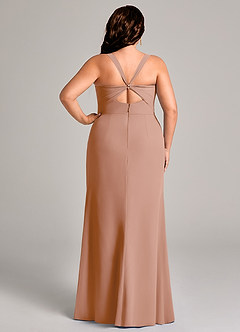 Azazie Mero Brautjungfernkleider Etui Plissee Chiffon Kleid Champagner Rosa image10