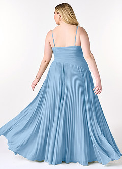 Azazie Vini Jurken voor bruidsmeisjes Jurk van Chiffon met A-Lijn V-hals geplooid Poederblauw image9