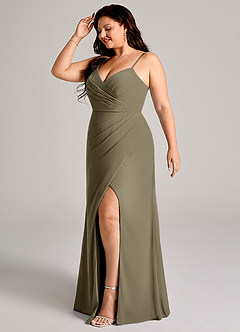 Azazie Maci Brudtärnklänningar Klä av Tubklänning i Chiffong Plisserad Pilgrön image10