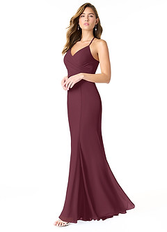 Azazie Carolina Bridesmaid Dresses Cabernet Mermaid Ruched Chiffon Dress image3