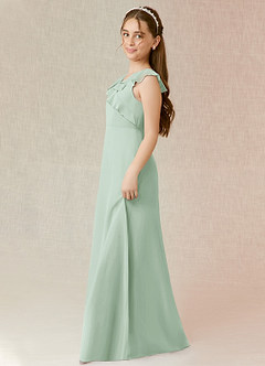 Azazie Alyssa Junior A-Linie Chiffon Kleid Agave image3