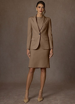 front Charlotte Truffle Refined Weave Jacket and Dress Suit Set