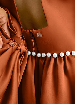 Azazie Daisies Flower Girl Dresses Burnt Orange Ball-Gown Bow Matte Satin Dress image8