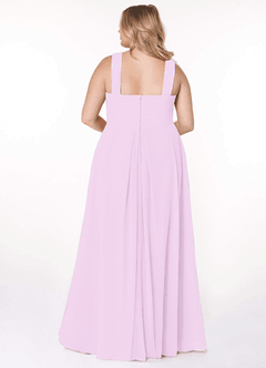Azazie Kaleigh Robes de demoiselle d'honneur Robe Trapèze en Mousseline de soie Plissée Frostiges Flieder image8