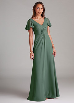 Azazie Soren Bridesmaid Dresses Eucalyptus A-Line Ruched Chiffon Dress image1