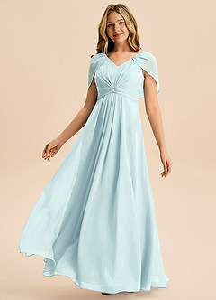 Azazie Emma Junior Robe Trapèze en Mousseline de soie Plissée Verre De Mer image4