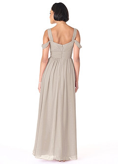 Azazie Lianne Bridesmaid Dresses Frost A-Line Off the Shoulder Chiffon Dress image4