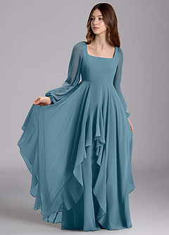 Azazie Clara Junior Vestido de Bermudas de Gasa de Corte en A con Blusón image1