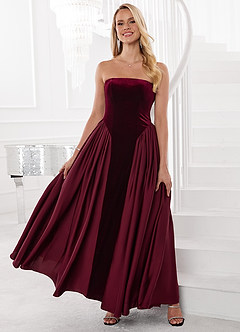 Barbie™ ❤ AZAZIE 4011 Strapless Velvet and Stretch Satin A-Line Dress image4