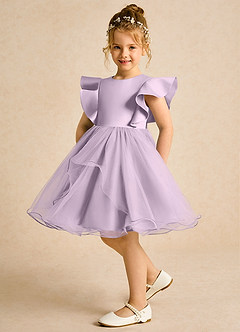 Azazie Chirp Robe Demoiselle D'honneur Fillette Robe Princesse en Tulle Frostiges Flieder image5