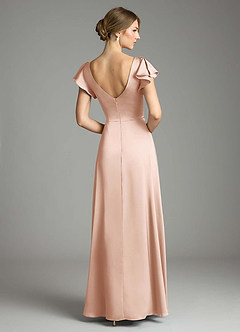 Azazie Omari Bridesmaid Dresses Rose Gold A-Line Stretch Satin Dress image2