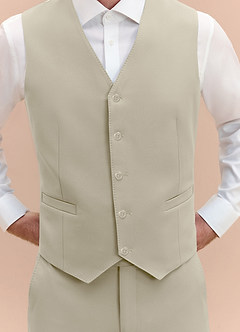 front James Tan Structured Stretch Suit Vest