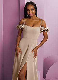 Barbie ♥ Azazie Bridesmaid Dresses Taupe A-Line Off the Shoulder Chiffon Convertible Dress image3