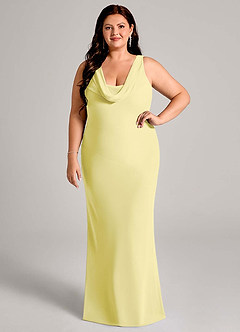 Azazie Rylina Vestidos de damas de honor Vestido de Sorbete De Limón de Gasa de Corte Sirena con Plisado image7