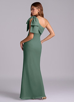 Azazie Yuanna Bridesmaid Dresses Sea Moss Mermaid One Shoulder Chiffon Dress image6