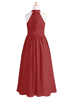 Azazie Iman Junior Rust A-Line Pleated Chiffon Dress image7