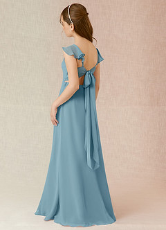 Azazie Everett Junior Moody Blue A-Line Chiffon Dress image4