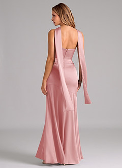 Azazie Shiloh Bridesmaid Dresses Powder Pink Mermaid Strapless Stretch Satin Convertible Dress image7
