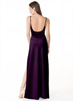 Azazie Alaija Robes de demoiselle d'honneur Robe Sirène en Satin extensible Fente Latérale Grain De Raisin image4