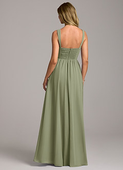 Azazie Rosaline Bridesmaid Dresses Pistachio A-Line Side Slit Chiffon Dress image6
