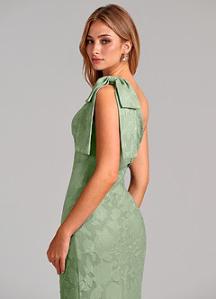 Azazie Yuanna Brudtärnklänningar Klä av Sjöjungfru i Blommig Utbrändhet Ena axeln Dusty Sage image2