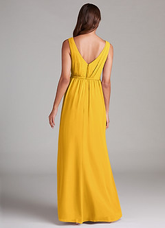 Azazie Tanicia Bridesmaid Dresses Marigold A-Line Pleated Chiffon Dress image7