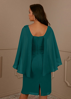 Azazie Mirra Mother of the Bride Dresses Peacock Sheath Scoop Pleated Chiffon Dress image6