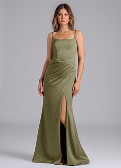 Azazie Donielle Robes de demoiselle d'honneur Robe Sirène en Satin extensible Corset Pistache image3