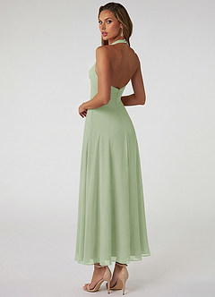 Azazie Tessie 신부 들러리 드레스 A라인 주름진 쉬폰 발목 길이 드레스 image2