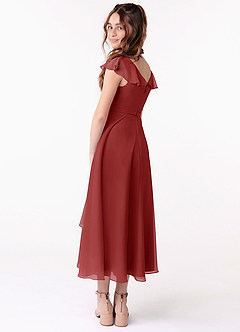 Azazie Posie Junior Rust A-Line Ruched Chiffon Dress image2
