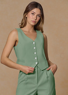 front Rowan Matcha Chaleco de rendimiento de tejido refinado