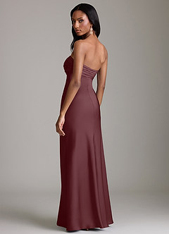 Azazie Saylor Vestidos de damas de honor Vestido de Sangrado de Satén Elástico de Corte Sirena con Sin tirantes image5