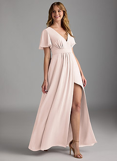 Azazie Zaniah Bridesmaid Dresses Rose Petal A-Line Chiffon Dress image3