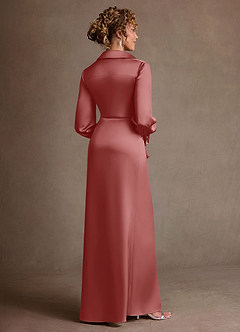 Azazie Jacinta Mère de la mariée Robes Robe Fourreau en Satin extensible Plissée Antique Rose image3