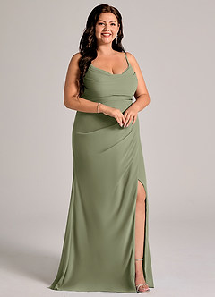 Azazie Deandra Bridesmaid Dresses Pistachio Mermaid Pleated Chiffon Dress image10