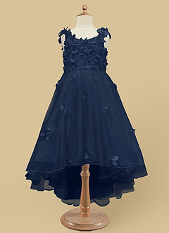 Azazie Ceres Flower Girl Dresses Dark Navy Ball-Gown Lace Tulle Dress image6