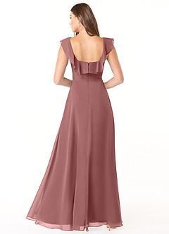 Azazie Jinny Bridesmaid Dresses Desert Rose A-Line Square Neckline Ruched Chiffon Dress image2