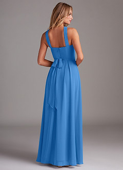 Azazie Dixie Bridesmaid Dresses Blue Jay A-Line Halter Pleated Chiffon Dress image2
