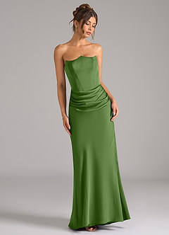 Azazie Debby Bridesmaid Dresses Basil Mermaid Strapless Stretch Satin Convertible Dress image3