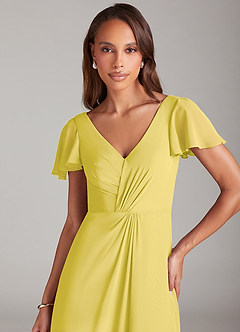 Azazie Soren Bridesmaid Dresses Canary A-Line Ruched Chiffon Dress image12