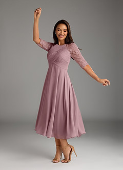 Azazie Dorothea Mother of the Bride Dresses Dusty Rose A-Line Scoop lace Chiffon Dress image2