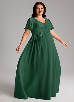 Azazie Verna Maternity Bridesmaid Dresses A-Line V-Neck Ruched Chiffon Floor-Length Dress image9
