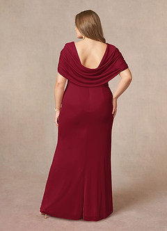 Azazie Luisa Mother of the Bride Dresses Burgundy Mermaid V-Neck Pleated Mesh Dress image8