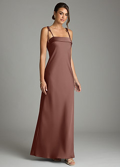 Azazie Ellia Robes de demoiselle d'honneur Robe Fourreau en Satin extensible Arc Expresso image3