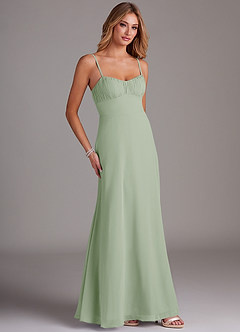 Azazie Breonna Bridesmaid Dresses Dusty Sage A-Line Sweetheart Neckline Chiffon Dress image4