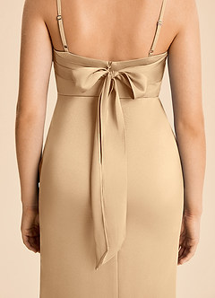 Azazie Mia Junior Robe Sirène en Satin extensible Plissé Champagne image6
